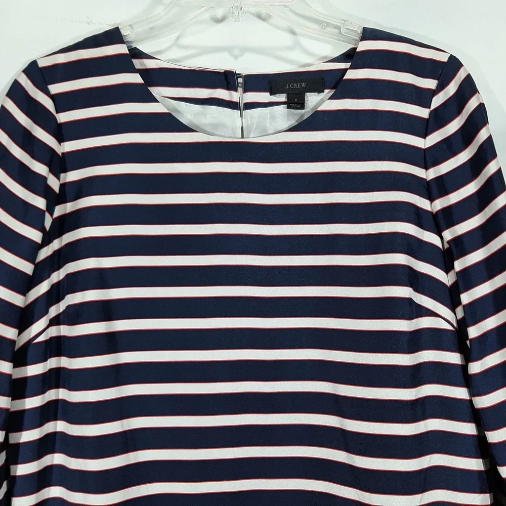 J. Crew navy stripe silk dress 2 - Picture 6 of 13